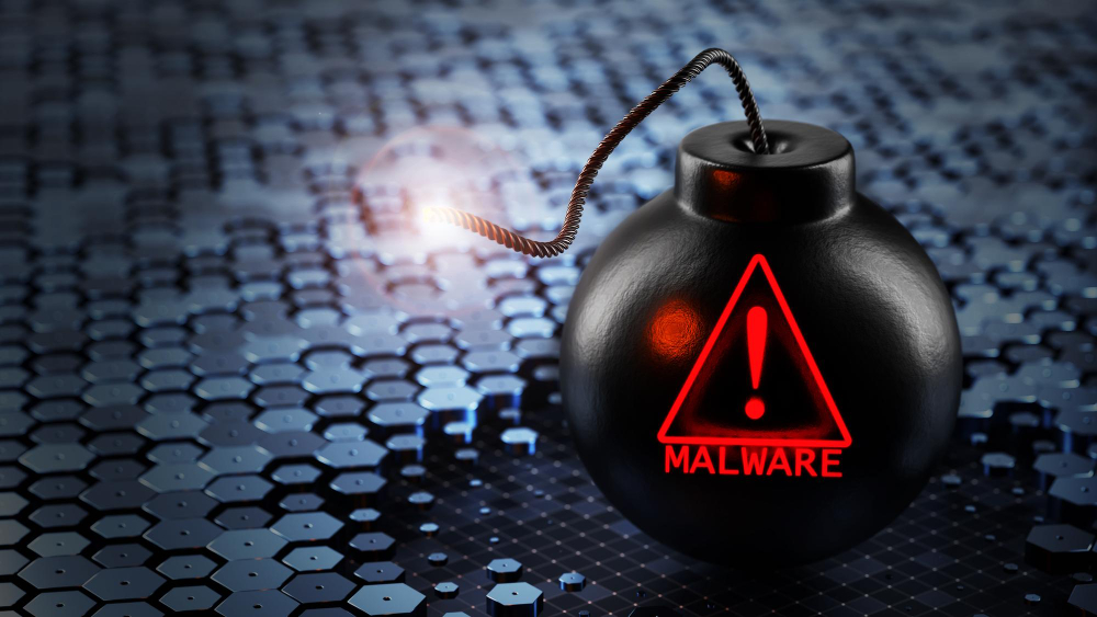 Bomb With Malware Icon Virus Attack on Computer Systems Malware Concept 