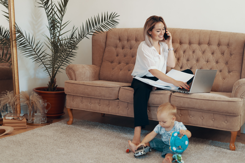 Beautiful Business Woman Working at Home