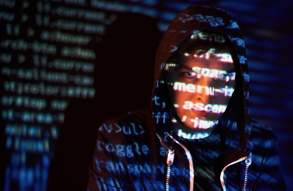 Cyber Attack With Unrecognizable Hooded Hacker Using Virtual Reality