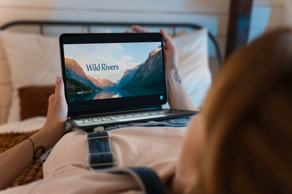 Young Woman Watching a Movie on Streaming Service at Home