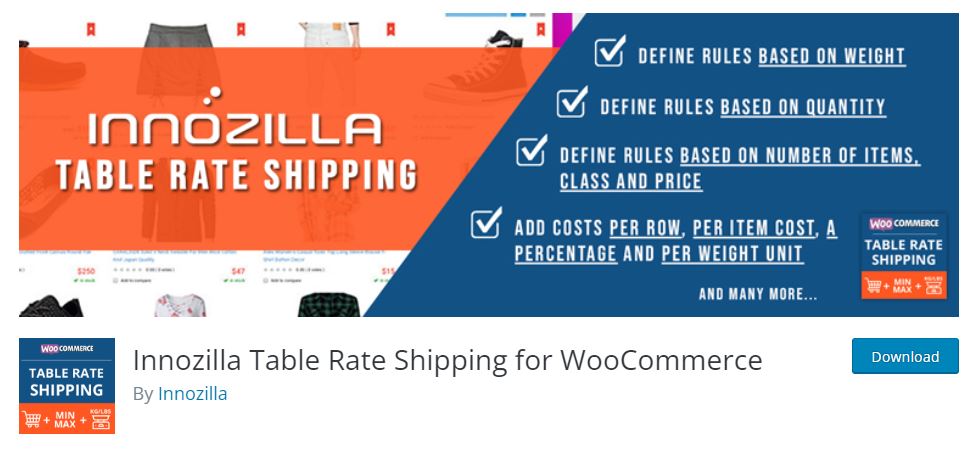 Innozilla Table Rate Shipping for WooCommerce