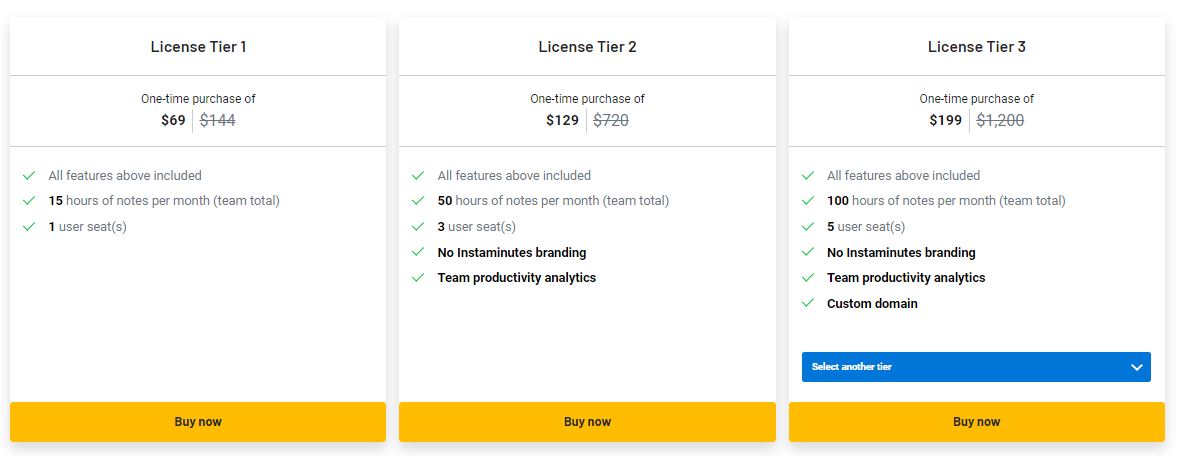 Instaminutes Pricing Plans