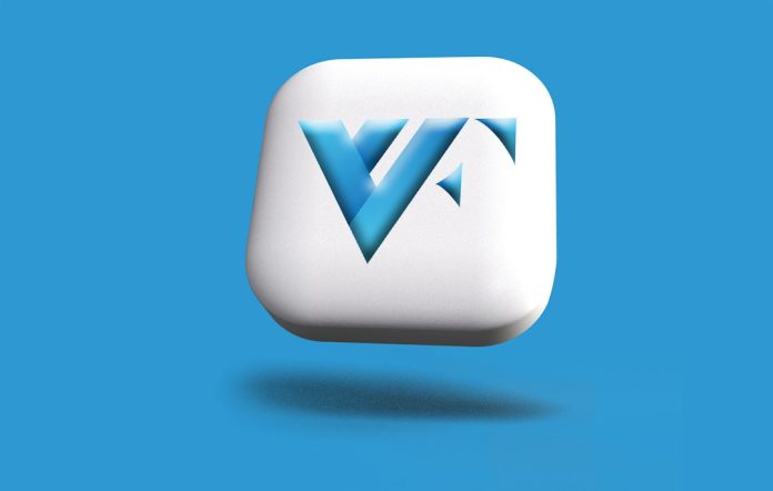 a white square button with a blue v on it vpn app, home router, online privacy