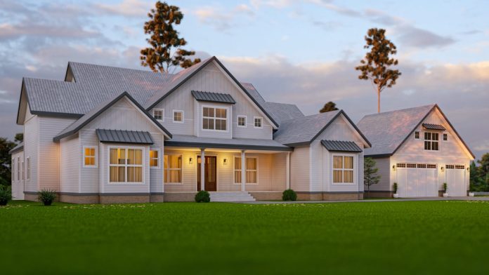 a large white house sitting on top of a lush green field real estate website, mls listings, property search tools