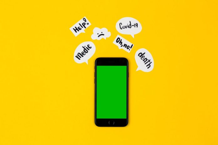 white iphone 4 with yellow case social media slang concept, smartphone screen comments, digital culture illustration