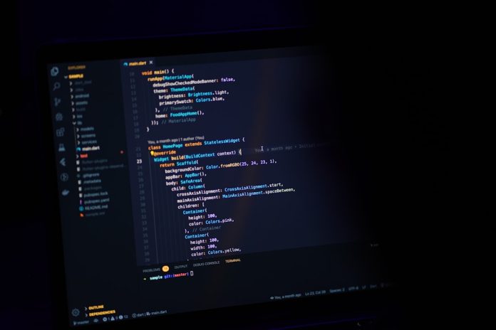 A computer screen with a program running on it flutter app builder interface, mobile ui editor, firebase integration dashboard