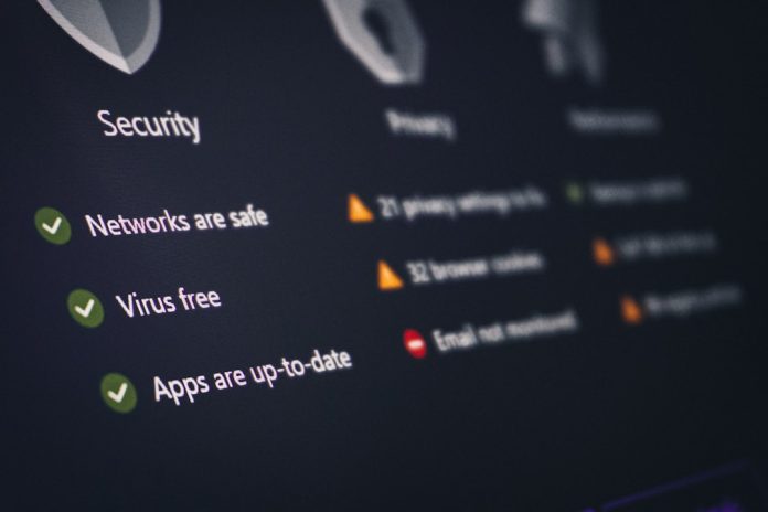 A security and privacy dashboard with its status. network traffic analysis screen, packet capture interface, cybersecurity monitoring setup