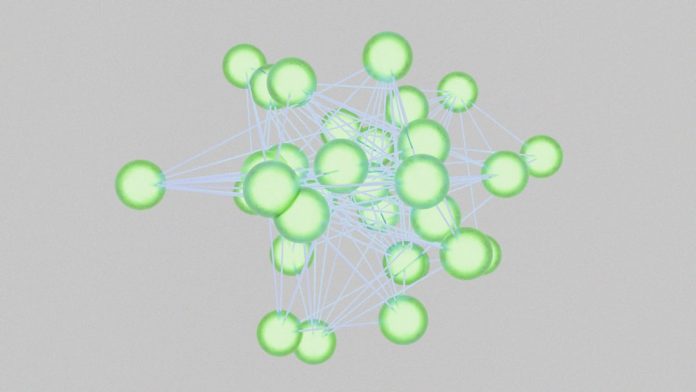 A computer generated image of a snowflake semantic search visualization, ai data connections, digital network nodes