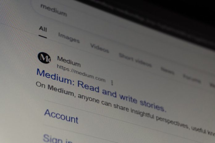 Screenshot of the medium website search results page sitemap structure, search engine crawling, website pages