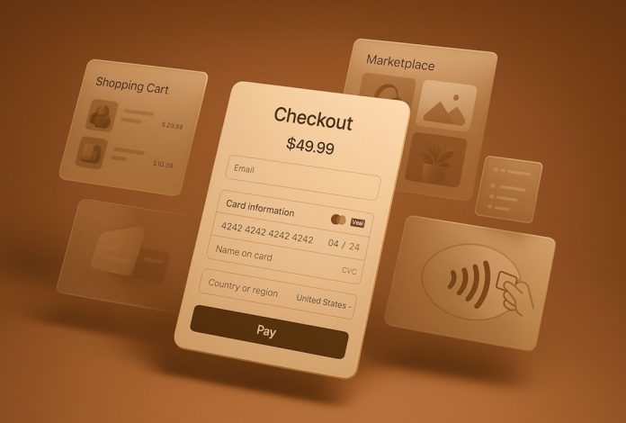 Online checkout screen with payment details and shopping cart. domain search, coupon code, checkout savings